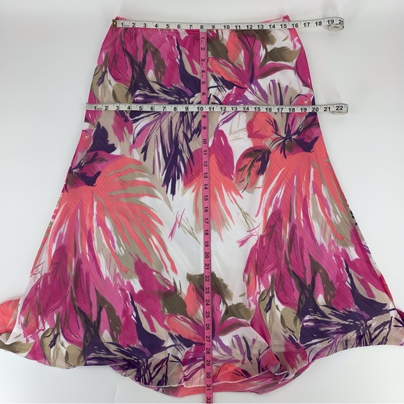 Tribal Pink Floral Patterned Lined Midi Skirt, 12 - Picture 15 of 16